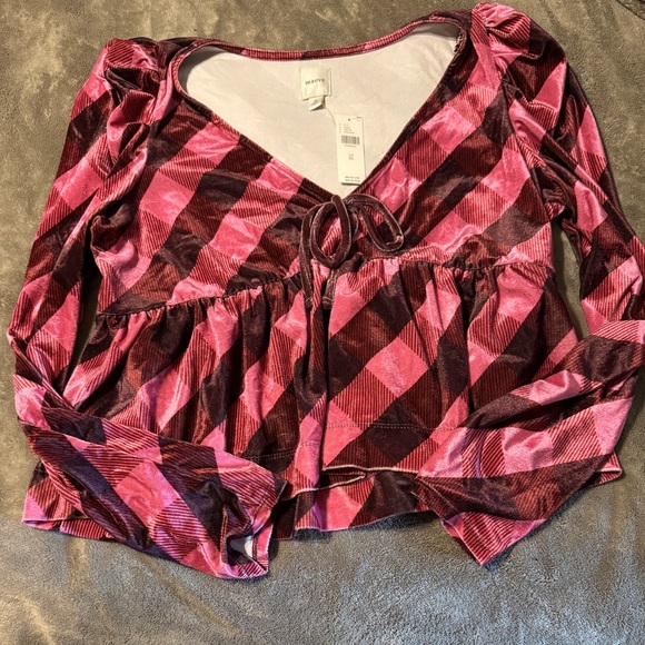 ✨ Anthropologie Velvet Babydoll Top Sz XL - Picture 6 of 6